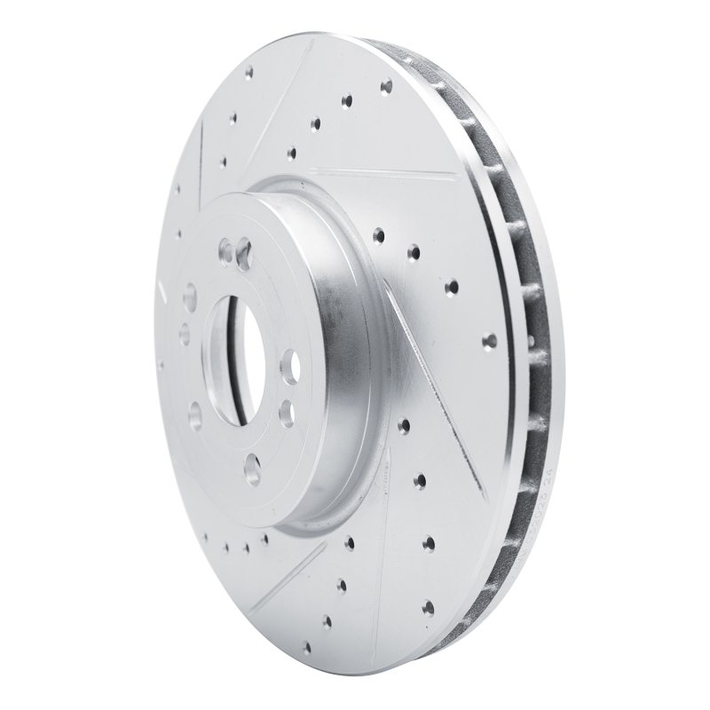 Mercedes-Benz GLE350 Brake Rotor (1) - Front Left - R1 Concepts - Drilled & Slotted - Silver - `20-`23